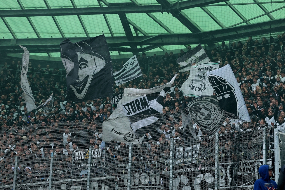 Rapid Wien - Sturm Graz
Oesterreichische Fussball Bundesliga, 31. Runde, SK Rapid Wien - SK Sturm Graz, Weststadion Wien, 18.05.2024. 

Foto zeigt Fans von Sturm
