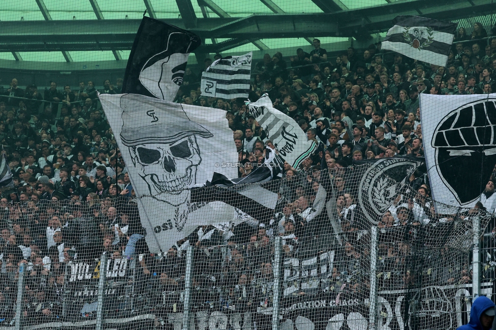 Rapid Wien - Sturm Graz
Oesterreichische Fussball Bundesliga, 31. Runde, SK Rapid Wien - SK Sturm Graz, Weststadion Wien, 18.05.2024. 

Foto zeigt Fans von Sturm
