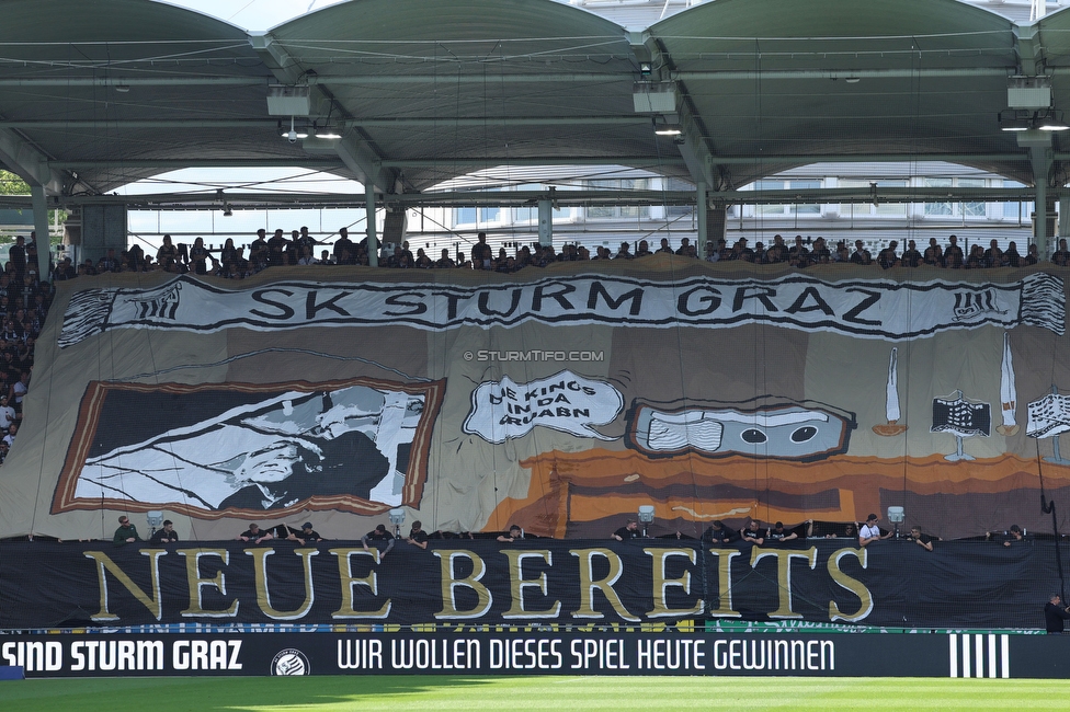Sturm Graz - Wolfsberg
Oesterreichische Fussball Bundesliga, 32. Runde, SK Sturm Graz - Wolfsberger AC, Stadion Liebenau Graz, 24.05.2025. 

Foto zeigt Fans von Sturm mit einer Choreografie
