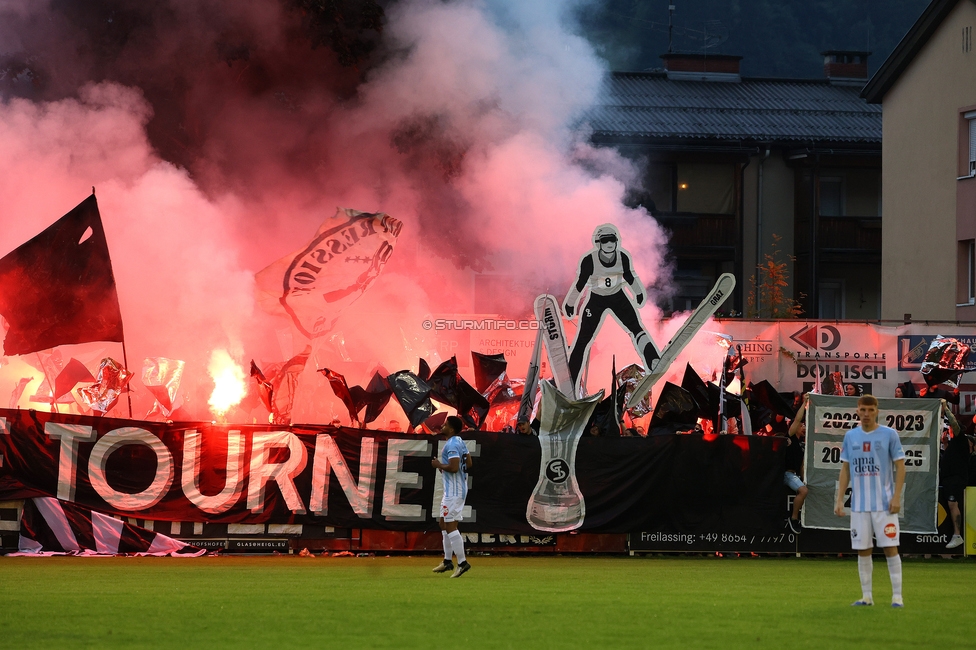 SK Bischofshofen - Sturm Graz
OEFB Cup 1. Runde, SK Bischofshofen - SK Sturm Graz, Sportplatz Bischofshofen, 25.07.2025. 

Foto zeigt Fans von Sturm
