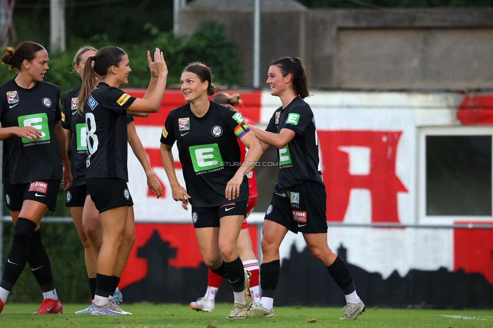 GAK - Sturm Graz Damen
SPORTLAND Niederoesterreich Frauen Cup, GAK 1902 - SK Sturm Graz, Sportzentrum Graz-Weinzoedl, 08.08.2025. 

Foto zeigt Marie Spiess (Sturm Damen), Sophie Maierhofer (Sturm Damen) und Zala Kustrin (Sturm Damen)
