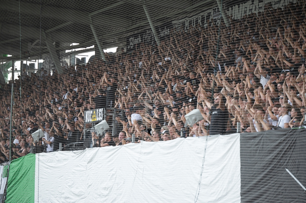 Sturm Graz - Rapid Wien
Oesterreichische Fussball Bundesliga, 2. Runde, SK Sturm Graz - SK Rapid Wien, Stadion Liebenau Graz, 10.08.2025. 

Foto zeigt Fans von Sturm mit einer Choreografie
