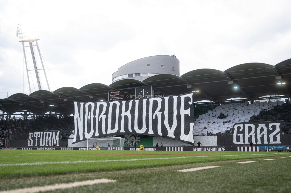 Sturm Graz - Rapid Wien
Oesterreichische Fussball Bundesliga, 2. Runde, SK Sturm Graz - SK Rapid Wien, Stadion Liebenau Graz, 10.08.2025. 

Foto zeigt Fans von Sturm mit einer Choreografie
