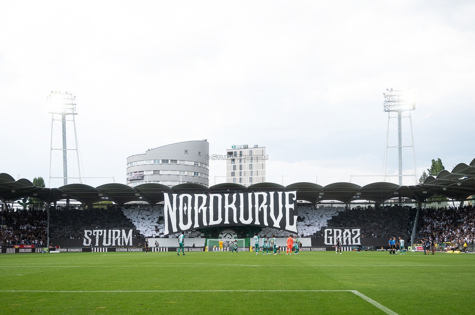 Sturm Graz - Rapid Wien
Oesterreichische Fussball Bundesliga, 2. Runde, SK Sturm Graz - SK Rapid Wien, Stadion Liebenau Graz, 10.08.2025. 

Foto zeigt Fans von Sturm mit einer Choreografie
