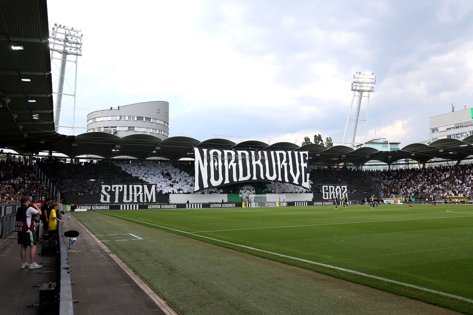 Sturm Graz - Rapid
Oesterreichische Fussball Bundesliga, 2. Runde, SK Sturm Graz - SK Rapid Wien, Stadion Liebenau Graz, 10.08.2025. 

Foto zeigt Fans von Sturm mit einer Choreografie
