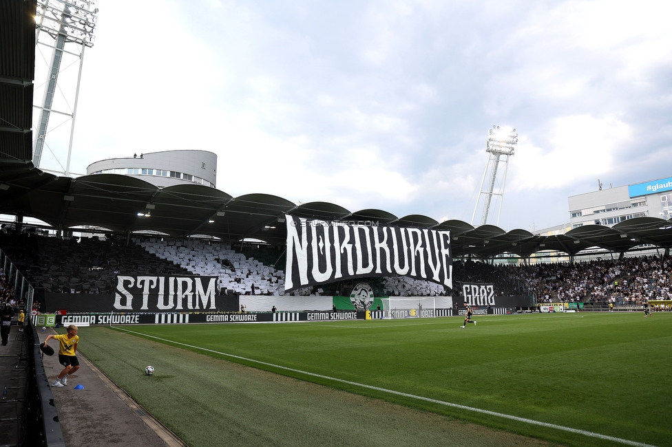 Sturm Graz - Rapid
Oesterreichische Fussball Bundesliga, 2. Runde, SK Sturm Graz - SK Rapid Wien, Stadion Liebenau Graz, 10.08.2025. 

Foto zeigt Fans von Sturm mit einer Choreografie
