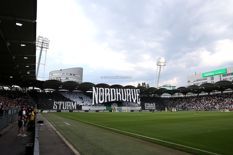 Sturm Graz - Rapid
Oesterreichische Fussball Bundesliga, 2. Runde, SK Sturm Graz - SK Rapid Wien, Stadion Liebenau Graz, 10.08.2025. 

Foto zeigt Fans von Sturm mit einer Choreografie
