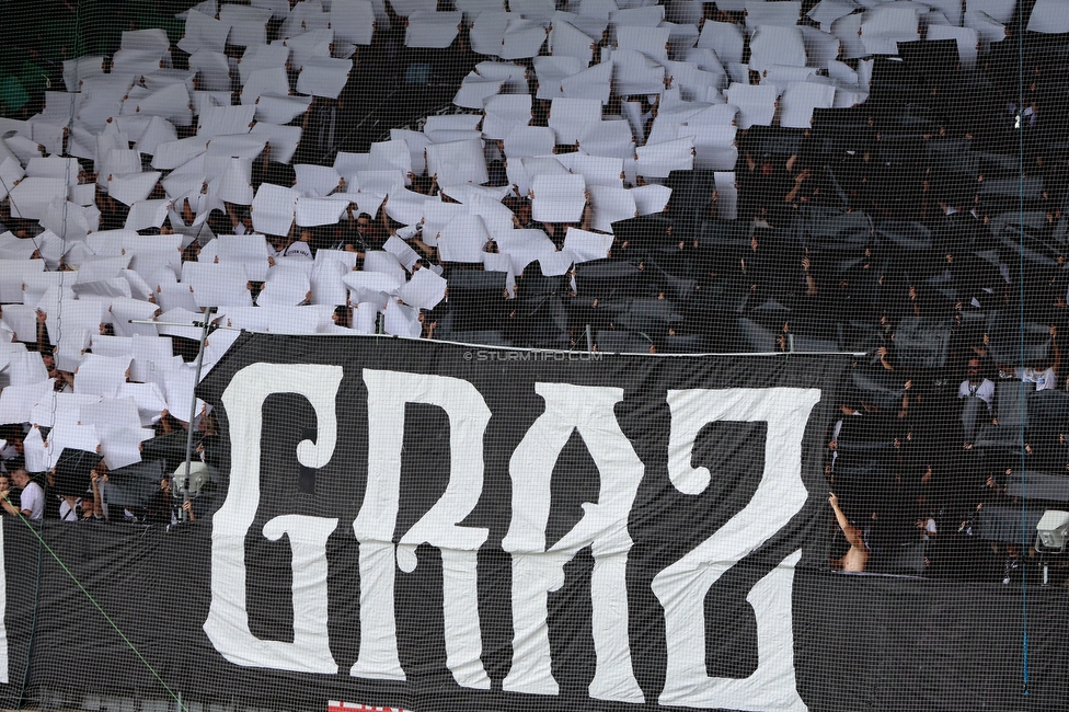 Sturm Graz - Rapid Wien
Oesterreichische Fussball Bundesliga, 2. Runde, SK Sturm Graz - SK Rapid Wien, Stadion Liebenau Graz, 10.08.2025. 

Foto zeigt Fans von Sturm mit einer Choreografie
