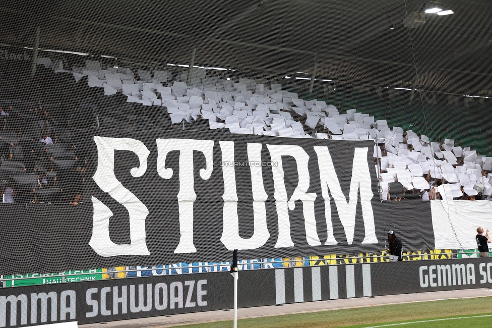 Sturm Graz - Rapid
Oesterreichische Fussball Bundesliga, 2. Runde, SK Sturm Graz - SK Rapid Wien, Stadion Liebenau Graz, 10.08.2025. 

Foto zeigt Fans von Sturm mit einer Choreografie
