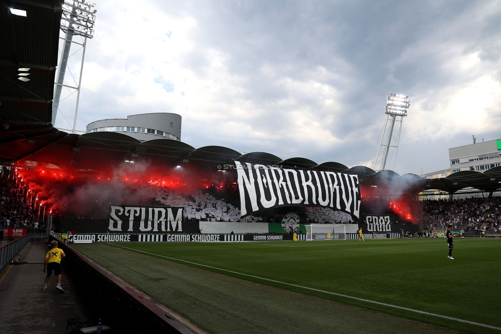 Sturm Graz - Rapid
Oesterreichische Fussball Bundesliga, 2. Runde, SK Sturm Graz - SK Rapid Wien, Stadion Liebenau Graz, 10.08.2025. 

Foto zeigt Fans von Sturm mit einer Choreografie
