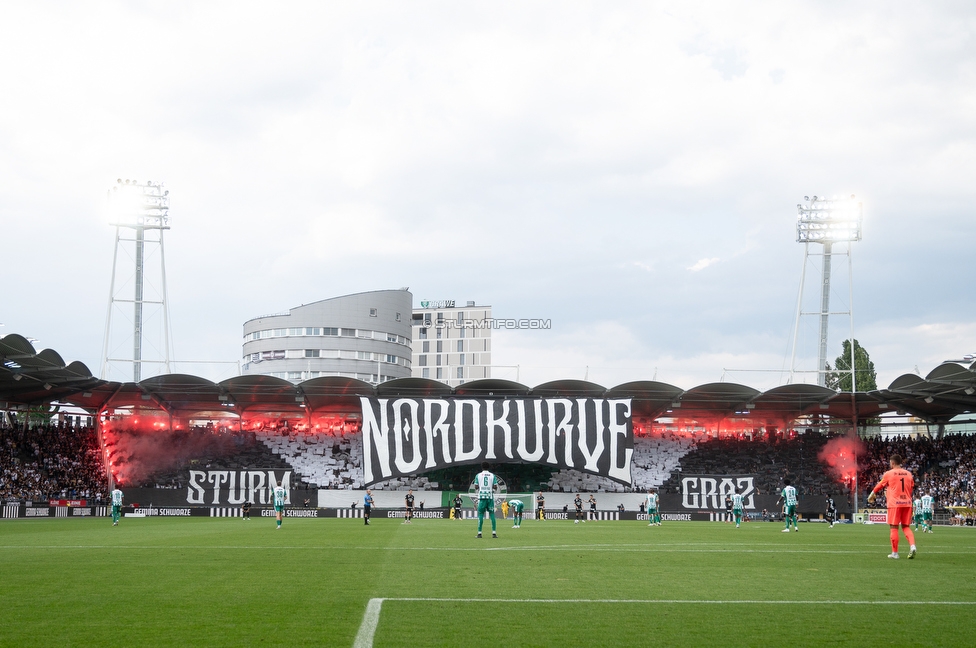 Sturm Graz - Rapid Wien
Oesterreichische Fussball Bundesliga, 2. Runde, SK Sturm Graz - SK Rapid Wien, Stadion Liebenau Graz, 10.08.2025. 

Foto zeigt Fans von Sturm mit einer Choreografie
