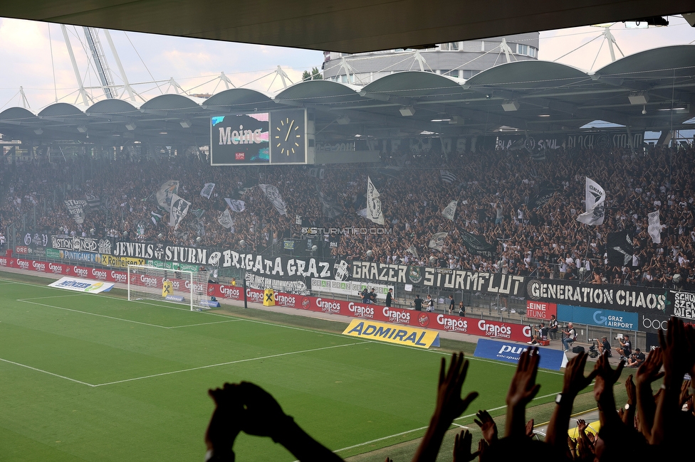 Sturm Graz - Rapid Wien
Oesterreichische Fussball Bundesliga, 2. Runde, SK Sturm Graz - SK Rapid Wien, Stadion Liebenau Graz, 10.08.2025. 

Foto zeigt Fans von Sturm
