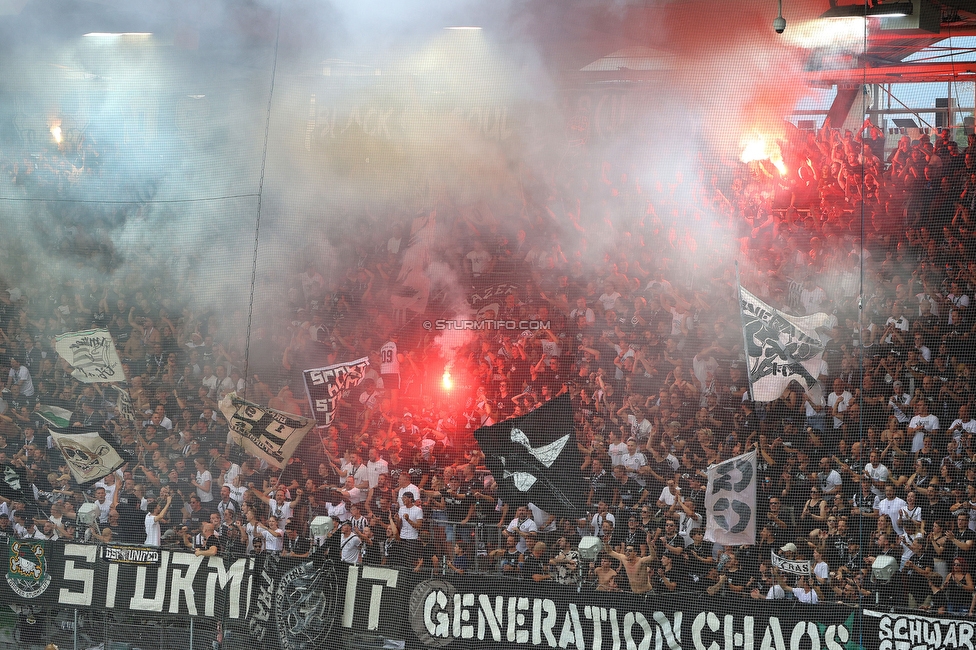 Sturm Graz - Rapid Wien
Oesterreichische Fussball Bundesliga, 2. Runde, SK Sturm Graz - SK Rapid Wien, Stadion Liebenau Graz, 10.08.2025. 

Foto zeigt Fans von Sturm
