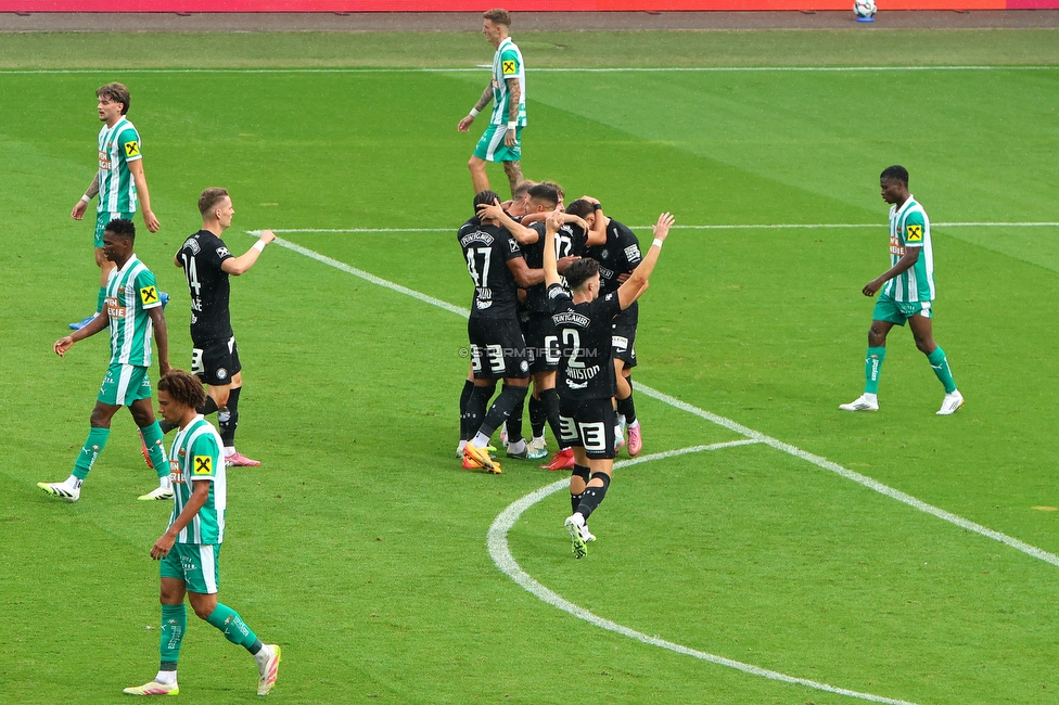 Sturm Graz - Rapid Wien
Oesterreichische Fussball Bundesliga, 2. Runde, SK Sturm Graz - SK Rapid Wien, Stadion Liebenau Graz, 10.08.2025. 

Foto zeigt die Mannschaft von Sturm
Schlüsselwörter: Torjubel