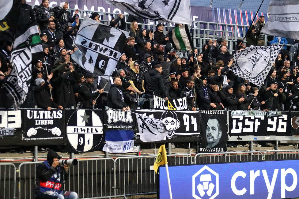 Bodo Glimt - Sturm Graz
UEFA Champions League Play-Offs, Bodo Glimt - SK Sturm Graz, Aspmyra Stadion Bodo, 20.08.2025. 

Foto zeigt Fans von Sturm
