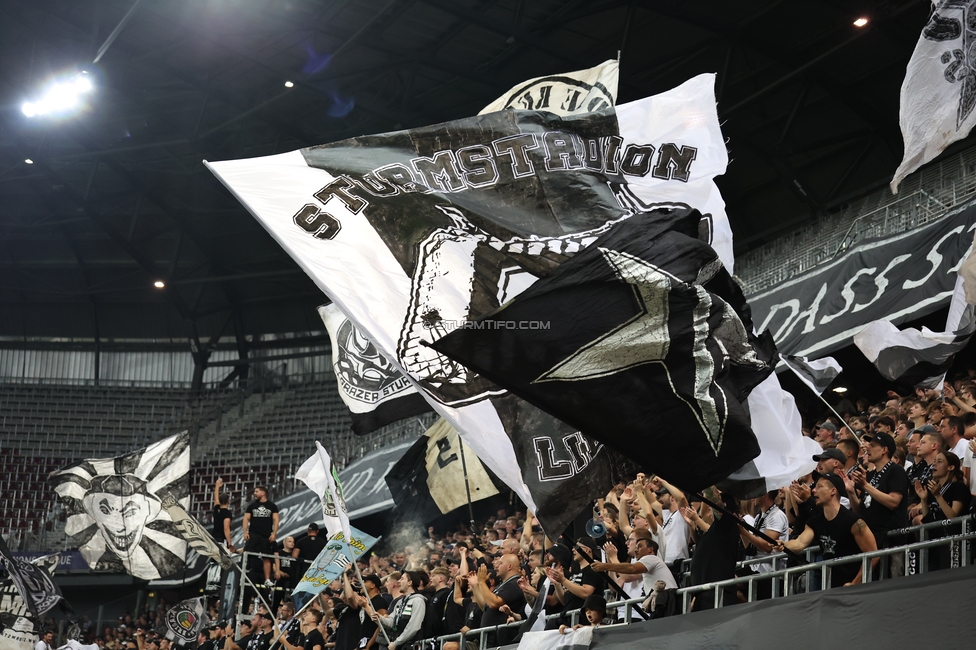 Sturm Graz - Bodo Glimt
UEFA Champions League Play-Offs, SK Sturm Graz - Bodo Glimt, Woerthersee Stadion Klagenfurt, 26.08.2025. 

Foto zeigt Fans von Sturm
