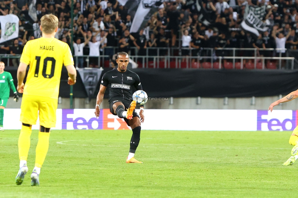 Sturm Graz - Bodo Glimt
UEFA Champions League Play-Offs, SK Sturm Graz - Bodo Glimt, Woerthersee Stadion Klagenfurt, 26.08.2025. 

Foto zeigt Emanuel Aiwu (Sturm)
