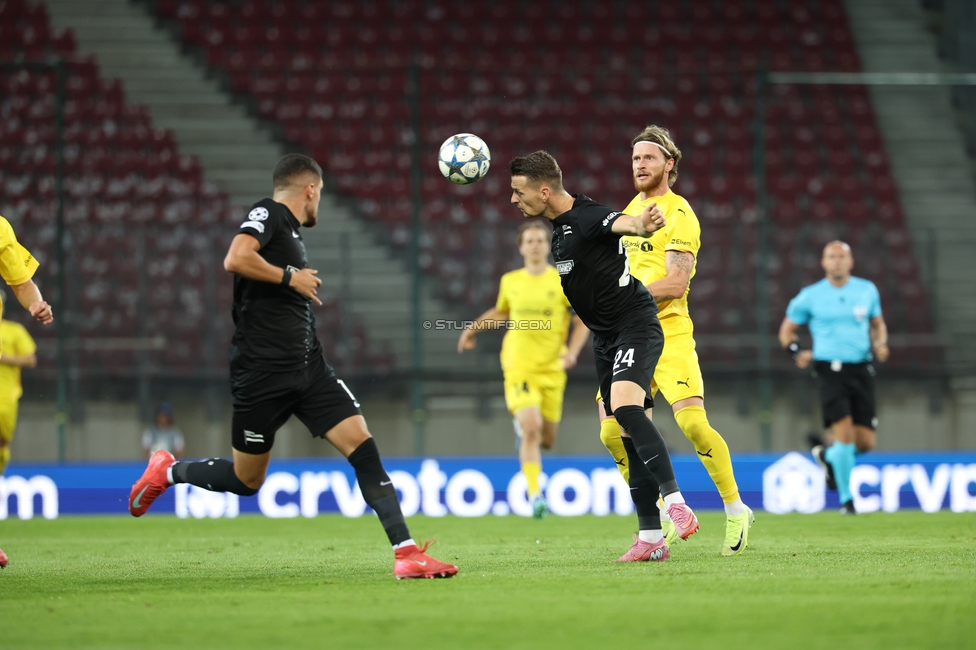 Sturm Graz - Bodo Glimt
UEFA Champions League Play-Offs, SK Sturm Graz - Bodo Glimt, Woerthersee Stadion Klagenfurt, 26.08.2025. 

Foto zeigt Dimitri Lavalee (Sturm)
