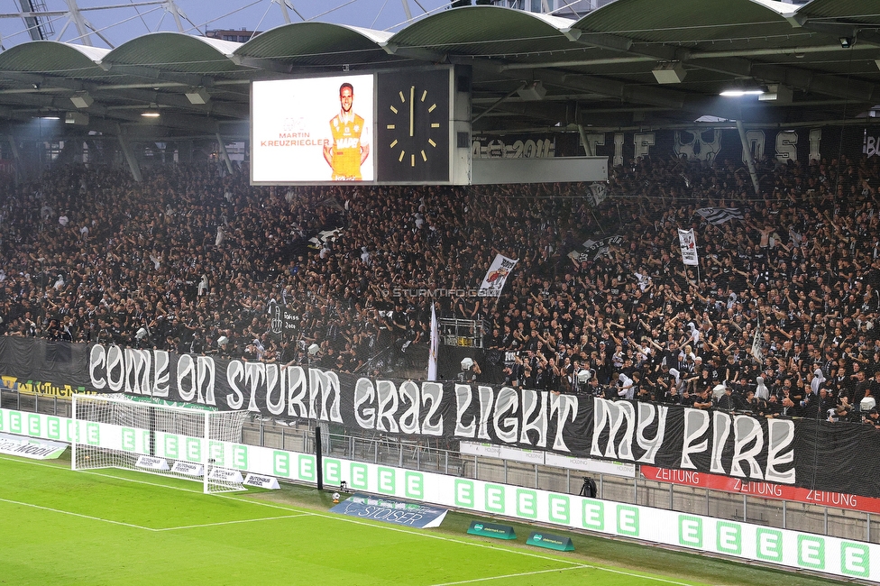 GAK - Sturm Graz
Oesterreichische Fussball Bundesliga, 5. Runde, Grazer AK - SK Sturm Graz, Stadion Liebenau Graz, 30.08.2025. 

Foto zeigt Fans von Sturm mit einer Choreografie
