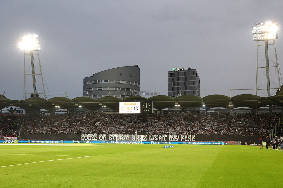 GAK - Sturm Graz
Oesterreichische Fussball Bundesliga, 2. Runde, GAK - SK Sturm Graz, Stadion Liebenau Graz, 30.08.2025. 

Foto zeigt Fans von Sturm mit einer Choreografie
