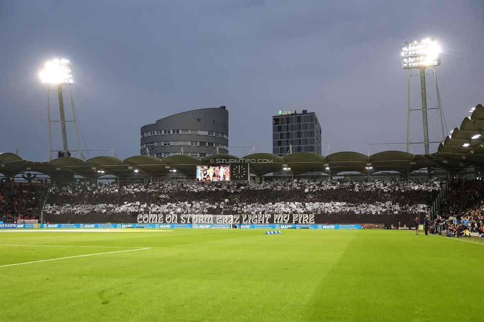 GAK - Sturm Graz
Oesterreichische Fussball Bundesliga, 2. Runde, GAK - SK Sturm Graz, Stadion Liebenau Graz, 30.08.2025. 

Foto zeigt Fans von Sturm mit einer Choreografie

