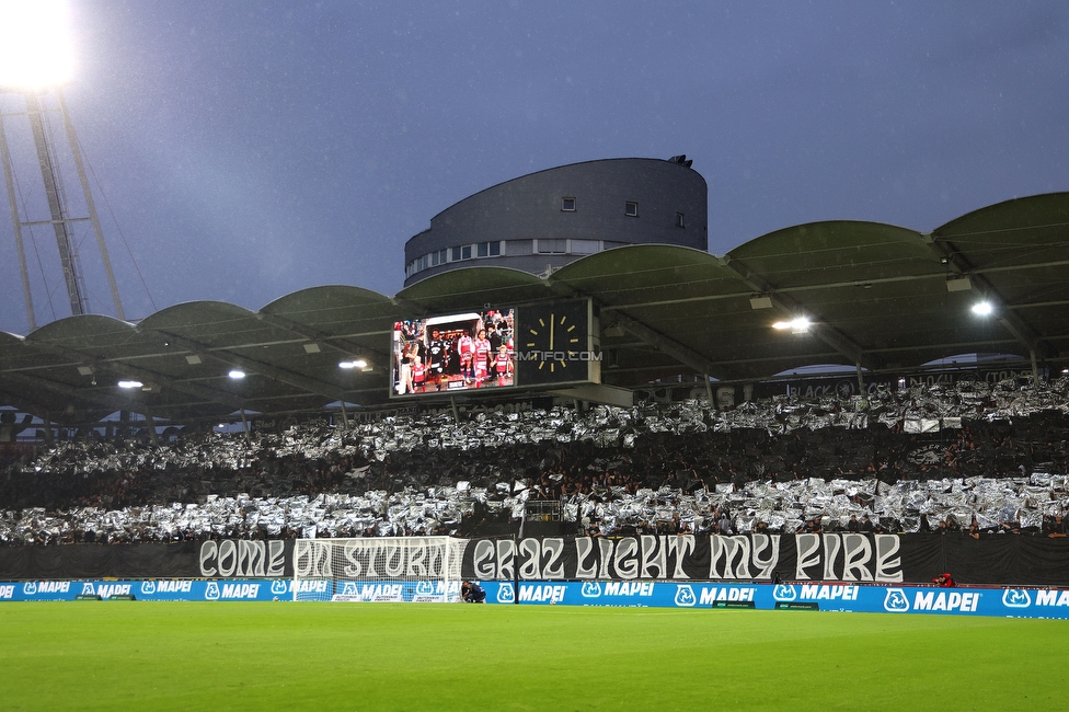 GAK - Sturm Graz
Oesterreichische Fussball Bundesliga, 5. Runde, Grazer AK - SK Sturm Graz, Stadion Liebenau Graz, 30.08.2025. 

Foto zeigt Fans von Sturm mit einer Choreografie
