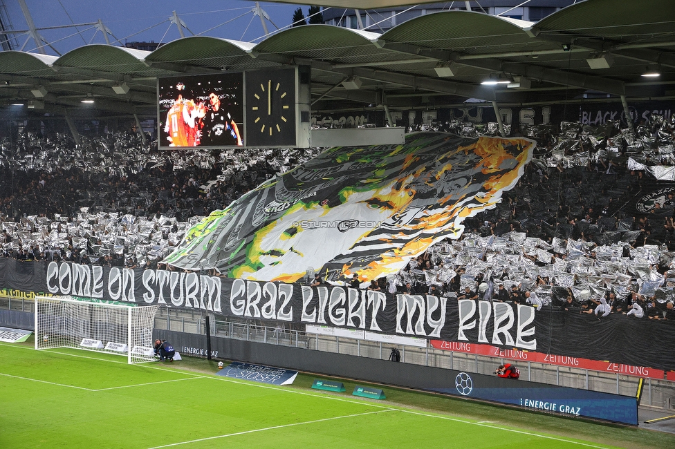 GAK - Sturm Graz
Oesterreichische Fussball Bundesliga, 5. Runde, Grazer AK - SK Sturm Graz, Stadion Liebenau Graz, 30.08.2025. 

Foto zeigt Fans von Sturm mit einer Choreografie
