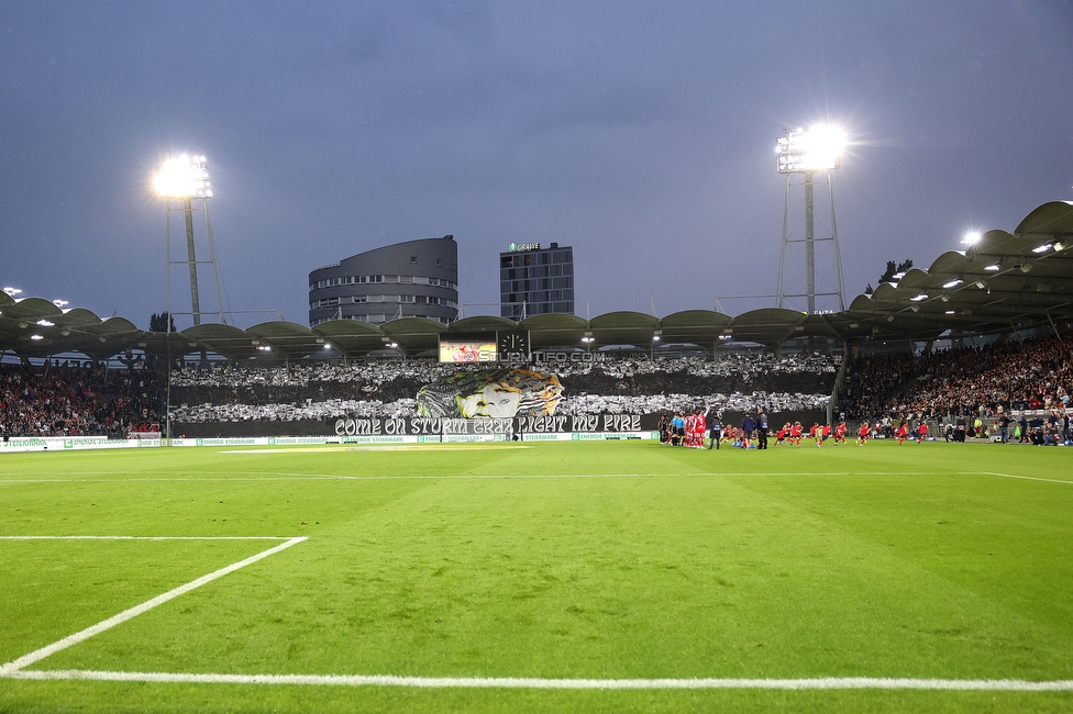 GAK - Sturm Graz
Oesterreichische Fussball Bundesliga, 2. Runde, GAK - SK Sturm Graz, Stadion Liebenau Graz, 30.08.2025. 

Foto zeigt Fans von Sturm mit einer Choreografie
