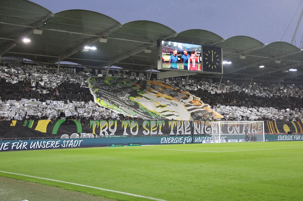 GAK - Sturm Graz
Oesterreichische Fussball Bundesliga, 5. Runde, Grazer AK - SK Sturm Graz, Stadion Liebenau Graz, 30.08.2025. 

Foto zeigt Fans von Sturm mit einer Choreografie
