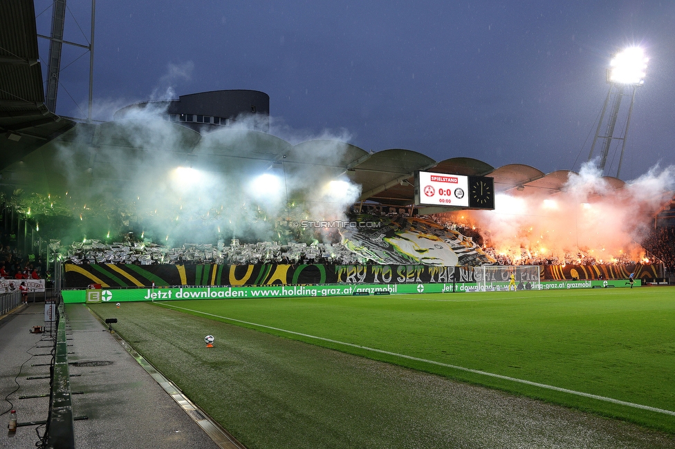 GAK - Sturm Graz
Oesterreichische Fussball Bundesliga, 5. Runde, Grazer AK - SK Sturm Graz, Stadion Liebenau Graz, 30.08.2025. 

Foto zeigt Fans von Sturm mit einer Choreografie
