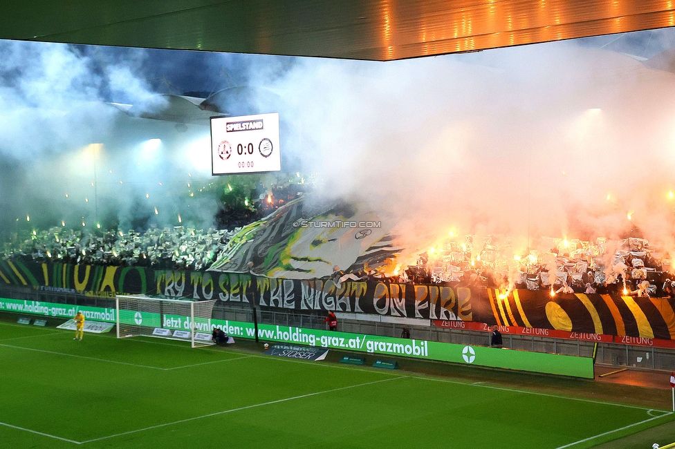 GAK - Sturm Graz
Oesterreichische Fussball Bundesliga, 5. Runde, Grazer AK - SK Sturm Graz, Stadion Liebenau Graz, 30.08.2025. 

Foto zeigt Fans von Sturm mit einer Choreografie
