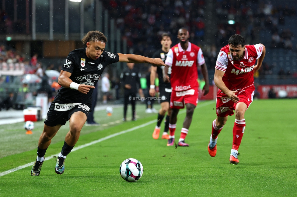 GAK - Sturm Graz
Oesterreichische Fussball Bundesliga, 5. Runde, Grazer AK - SK Sturm Graz, Stadion Liebenau Graz, 30.08.2025. 

Foto zeigt Jacob Peter Hoedl (Sturm)
