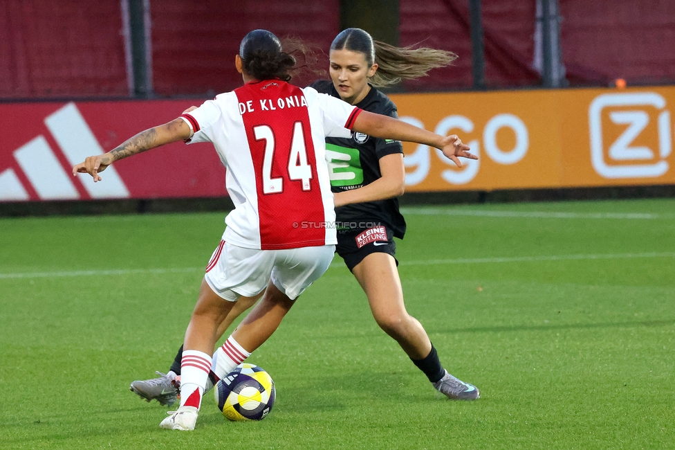 Ajax Frouwen - Sturm Damen
UEFA Women's Europa Cup, 1. Runde, Ajax Amsterdam - SK Sturm Graz Damen, Sportpark De Toekomst Amsterdam, 11.09.2025.

Foto zeigt Marie Spiess (Sturm Damen)
