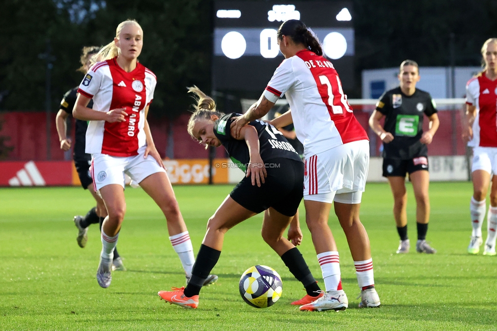 Ajax Frouwen - Sturm Damen
UEFA Women's Europa Cup, 1. Runde, Ajax Amsterdam - SK Sturm Graz Damen, Sportpark De Toekomst Amsterdam, 11.09.2025.

Foto zeigt Sandra Jakobsen (Sturm Damen)
