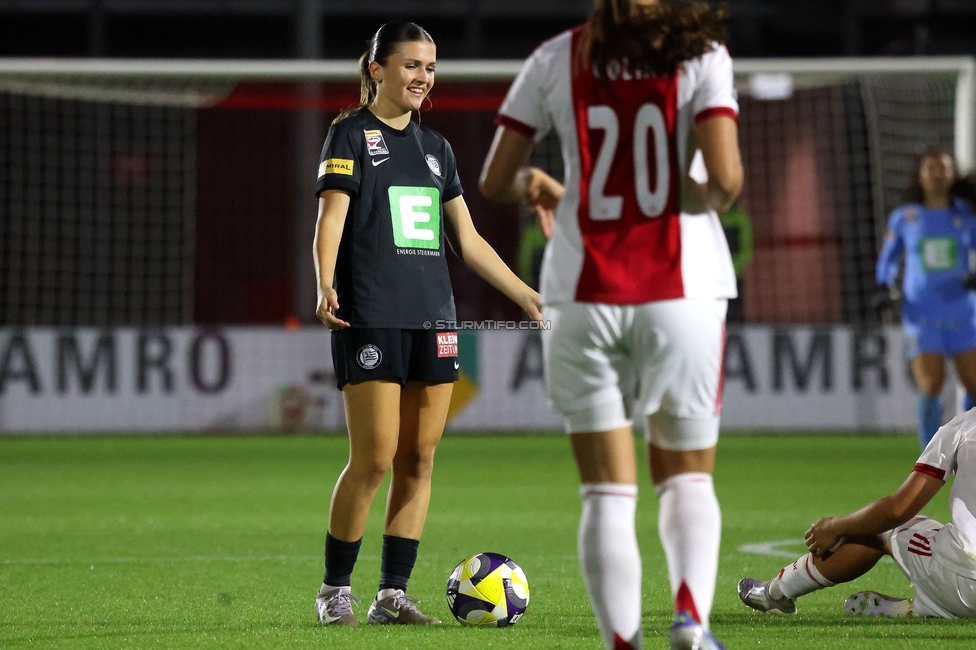 Ajax Frouwen - Sturm Damen
UEFA Women's Europa Cup, 1. Runde, Ajax Amsterdam - SK Sturm Graz Damen, Sportpark De Toekomst Amsterdam, 11.09.2025.

Foto zeigt Marie Spiess (Sturm Damen)
