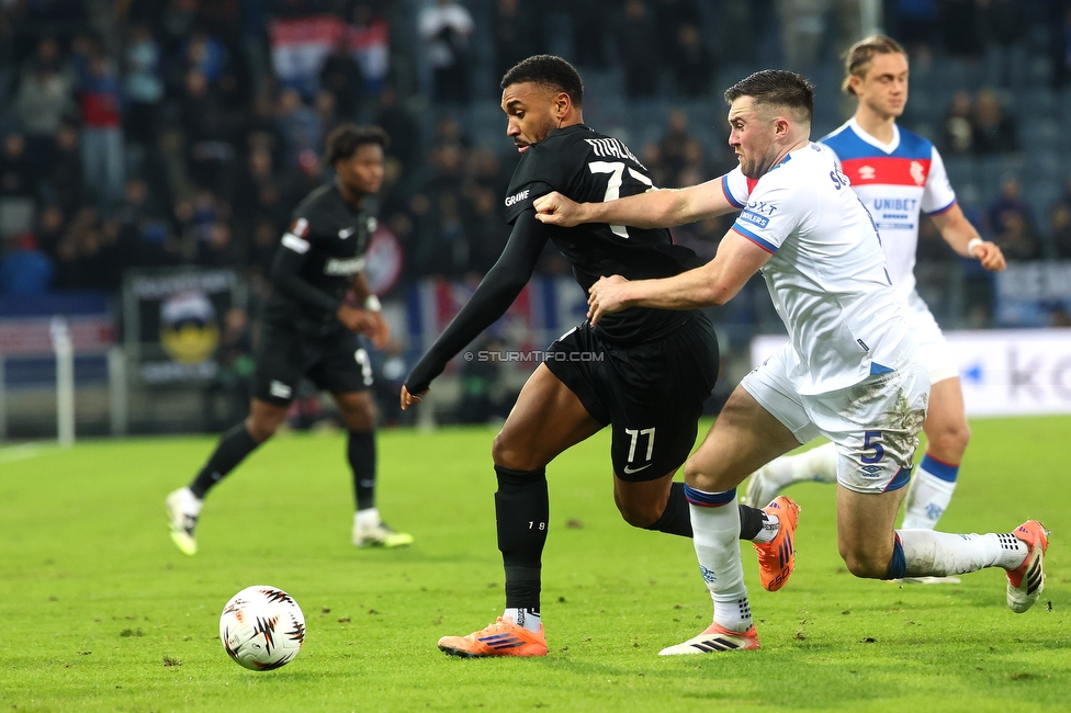 Sturm Graz - Rangers
UEFA Europa League Gruppenphase 2. Spieltag, SK Sturm Graz - Glasgow Rangers, Stadion Liebenau Graz, 02.10.2025. 

Foto zeigt Maurice Malone (Sturm)
