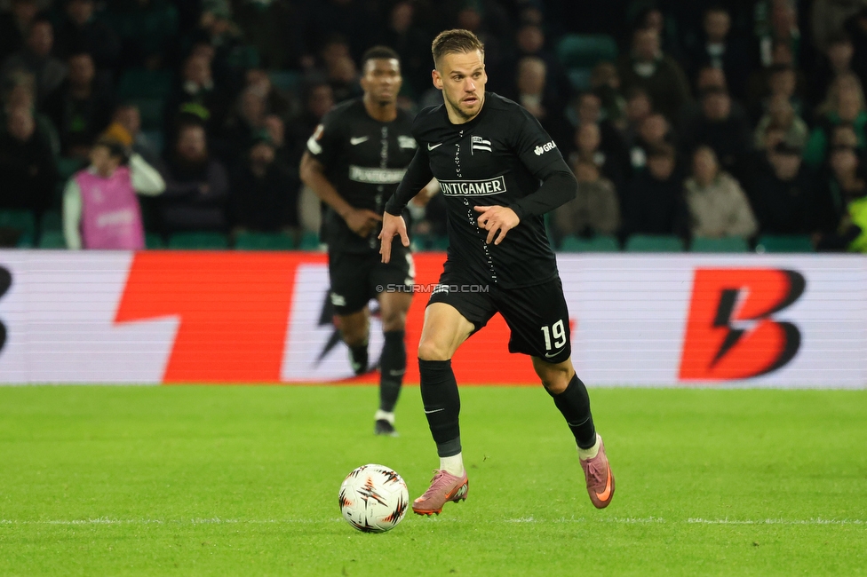 Celtic Glasgow - Sturm Graz
UEFA Europa League Gruppenphase 3. Spieltag, Celtic Glasgow - SK Sturm Graz, Celtic Park Glasgow, 23.10.2025. 

Foto zeigt Tomi Horvat (Sturm)
