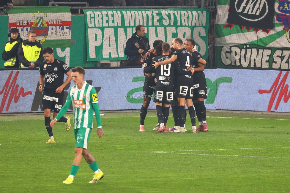 Rapid Wien - Sturm Graz
Oesterreichische Fussball Bundesliga, 12. Runde, SK Rapid Wien - SK Sturm Graz, Weststadion Wien, 02.11.2025. 

Foto zeigt die Mannschaft von Sturm
Schlüsselwörter: torjubel