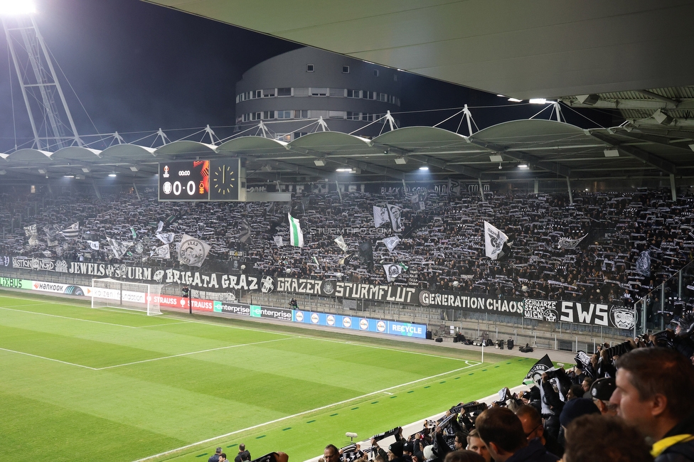 Sturm Graz - Nottingham
UEFA Europa League Gruppenphase 4. Spieltag, SK Sturm Graz - Nottingham Forest, Stadion Liebenau Graz, 06.11.2025. 

Foto zeigt Fans von Sturm
Schlüsselwörter: schals
