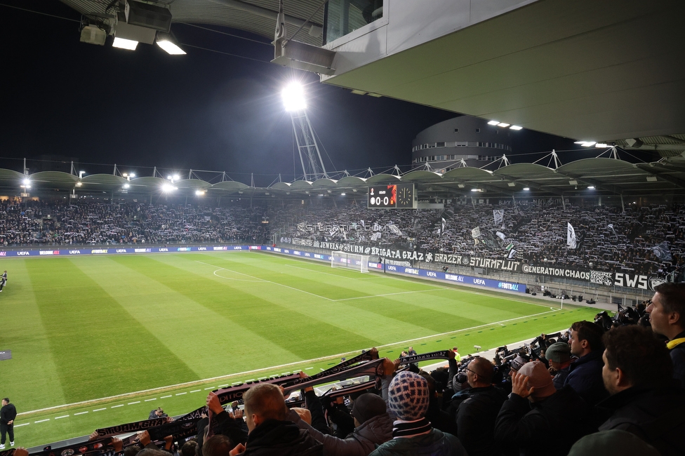 Sturm Graz - Nottingham
UEFA Europa League Gruppenphase 4. Spieltag, SK Sturm Graz - Nottingham Forest, Stadion Liebenau Graz, 06.11.2025. 

Foto zeigt Fans von Sturm
Schlüsselwörter: schals