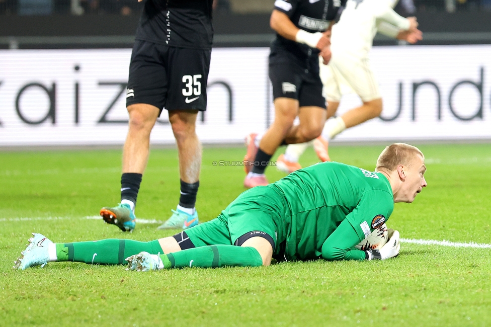 Sturm Graz - Nottingham
UEFA Europa League Gruppenphase 4. Spieltag, SK Sturm Graz - Nottingham Forest, Stadion Liebenau Graz, 06.11.2025. 

Foto zeigt Oliver Christensen (Sturm)
