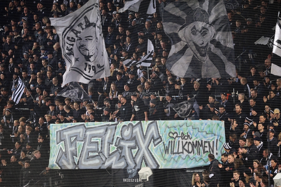 Sturm Graz - RB Salzburg
Oesterreichische Fussball Bundesliga, 13. Runde, SK Sturm Graz - FC RB Salzburg, Stadion Liebenau Graz, 09.11.2025. 

Foto zeigt Fans von Sturm mit einem Spruchband
Schlüsselwörter: brigata baby