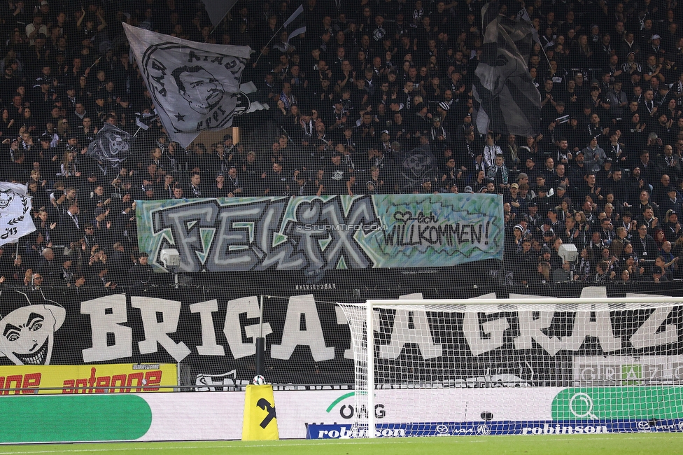 Sturm Graz - RB Salzburg
Oesterreichische Fussball Bundesliga, 13. Runde, SK Sturm Graz - FC RB Salzburg, Stadion Liebenau Graz, 09.11.2025. 

Foto zeigt Fans von Sturm mit einem Spruchband
Schlüsselwörter: brigata baby