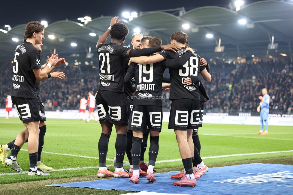 Sturm Graz - Salzburg
Oesterreichische Fussball Bundesliga, 13. Runde, SK Sturm Graz - FC Salzburg, Stadion Liebenau Graz, 09.11.2025. 

Foto zeigt die Mannschaft von Sturm
Schlüsselwörter: torjubel