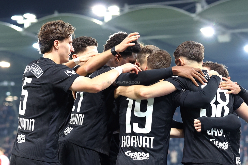 Sturm Graz - Salzburg
Oesterreichische Fussball Bundesliga, 13. Runde, SK Sturm Graz - FC Salzburg, Stadion Liebenau Graz, 09.11.2025. 

Foto zeigt die Mannschaft von Sturm
Schlüsselwörter: torjubel