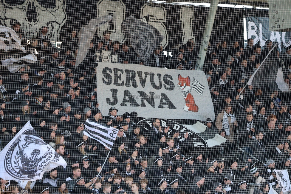 Sturm Graz - LASK
Oesterreichische Fussball Bundesliga, 14. Runde, SK Sturm Graz - LASK, Stadion Liebenau Graz, 23.11.2025. 

Foto zeigt Fans von Sturm mit einem Spruchband
Schlüsselwörter: tifosi baby