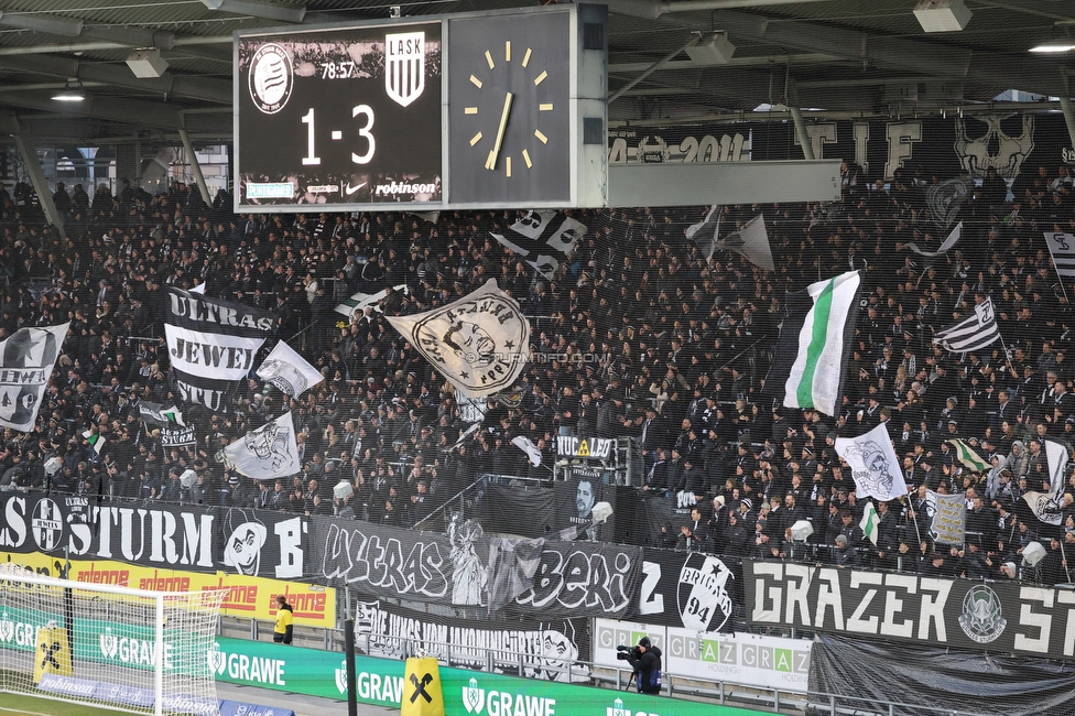 Sturm Graz - LASK
Oesterreichische Fussball Bundesliga, 14. Runde, SK Sturm Graz - LASK, Stadion Liebenau Graz, 23.11.2025. 

Foto zeigt Fans von Sturm mit einem Spruchband
Schlüsselwörter: repression