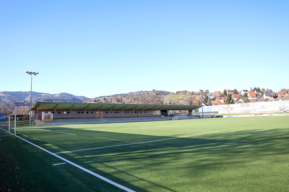 Sturm Damen - Suedburgenland Hartberg
OEFB Frauen Bundesliga, 13. Runde, SK Sturm Graz Damen - SpG Suedburgenland TSV Hartberg, Koralmstadion Deutschlandsberg, 23.11.2025. 

Foto zeigt das Koralmstadion
