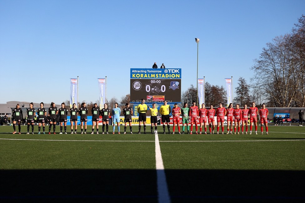 Sturm Damen - Suedburgenland Hartberg
OEFB Frauen Bundesliga, 13. Runde, SK Sturm Graz Damen - SpG Suedburgenland TSV Hartberg, Koralmstadion Deutschlandsberg, 23.11.2025. 

Foto zeigt die Mannschaft der Sturm Damen
