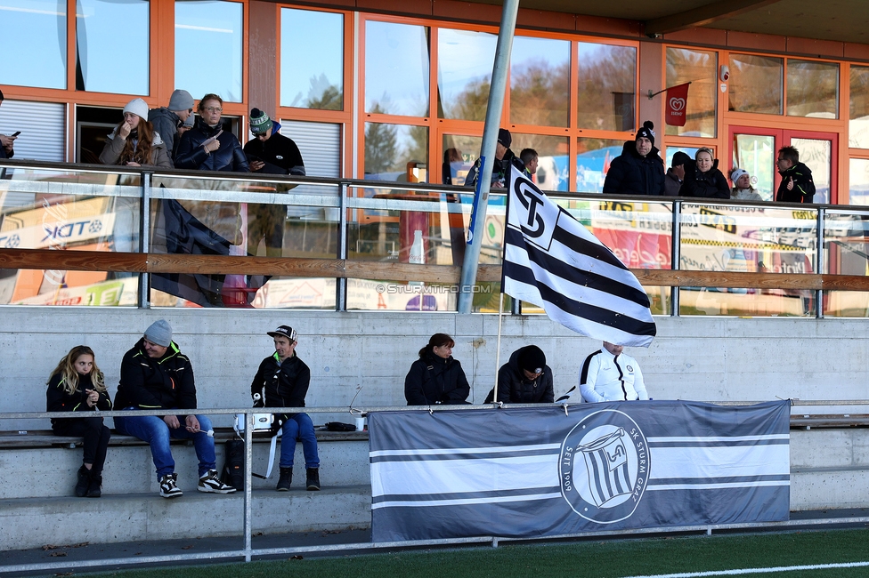 Sturm Damen - Suedburgenland Hartberg
OEFB Frauen Bundesliga, 13. Runde, SK Sturm Graz Damen - SpG Suedburgenland TSV Hartberg, Koralmstadion Deutschlandsberg, 23.11.2025. 

Foto zeigt Fans
